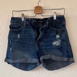 Old Navy Women's OG Straight Distressed Denim Shorts - Size 10, Medium Wash